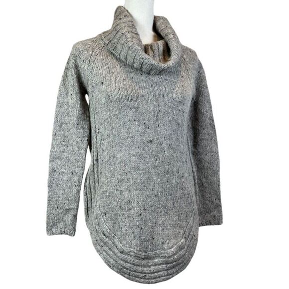 Cynthia Rowley Wool Blend Cowl Neck Zipper Round Hem Taupe Gray Sweater Size XS - Picture 1 of 12